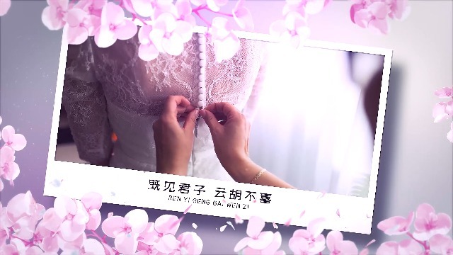 可爱樱花展示浪漫婚纱图文模板场景2预览图