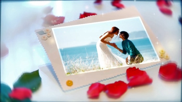 浪漫玫瑰花瓣夫妻婚纱照相册展示视频缩略图