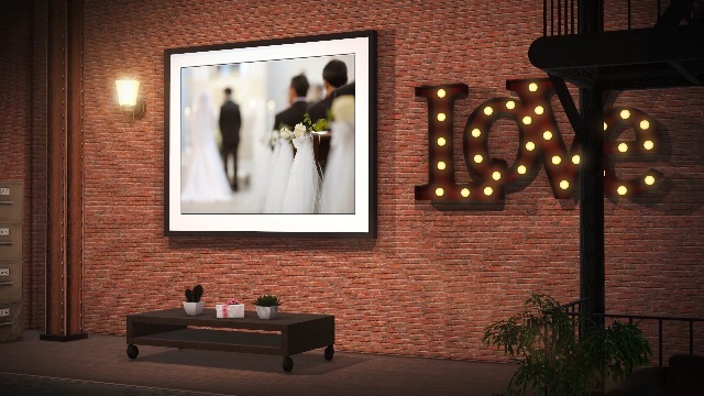 复古室内浪漫婚礼照片墙电子相册场景3预览图