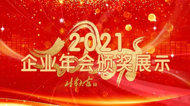 红色中国风震撼绚丽新年年企业年会颁奖员工展示场景2预览图