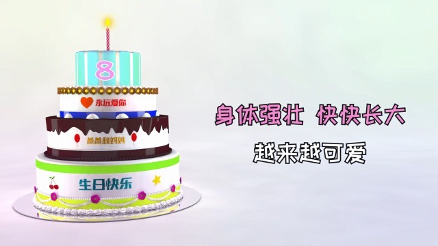 巨型生日蛋糕父母祝福孩子生日快乐视频场景5预览图