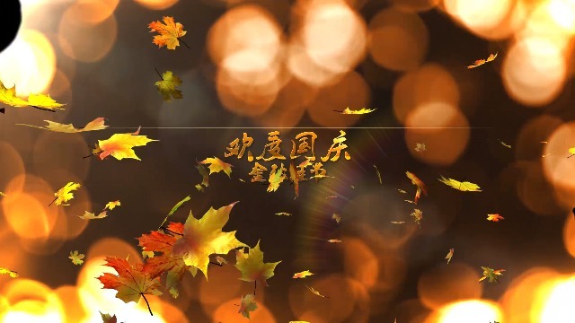 黄色枫叶欢度中秋节国庆节电子相册场景2预览图